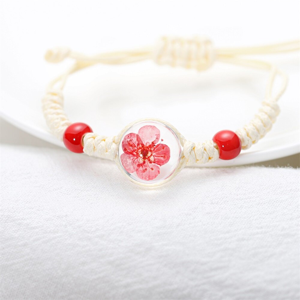 St.kunkka New Ceramic Beaded Bracelet Crystal Beaded Bracelet Glass Ball Dried Flower Bracelet Couple Girlfriend Student Bracelet