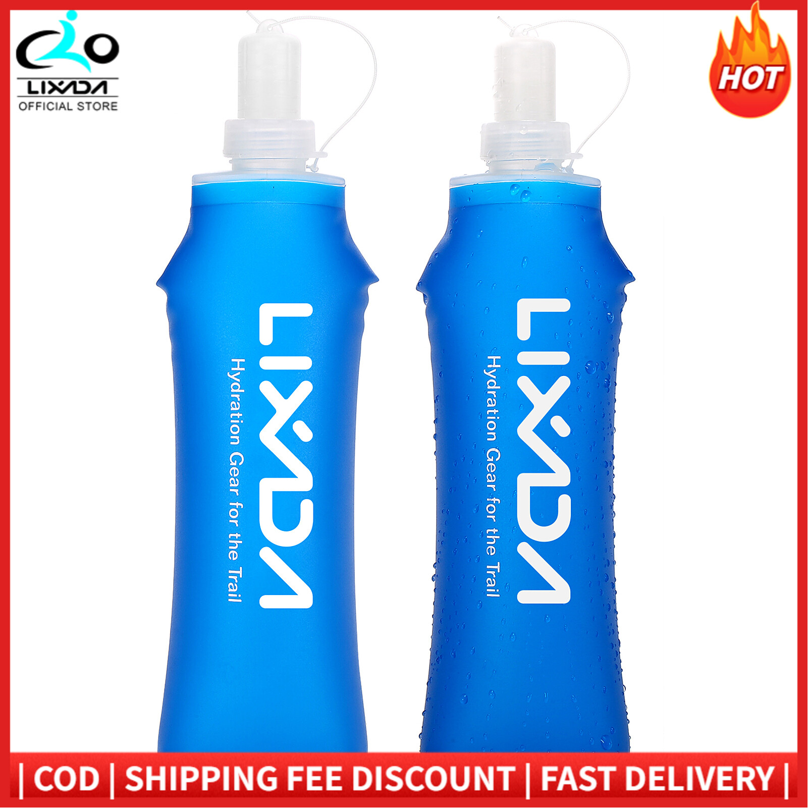 Lixada 2PCS 500ml Outdoor Water Drinking Bottle Soft Folding Flask BPA Free for Running Hiking Cycling