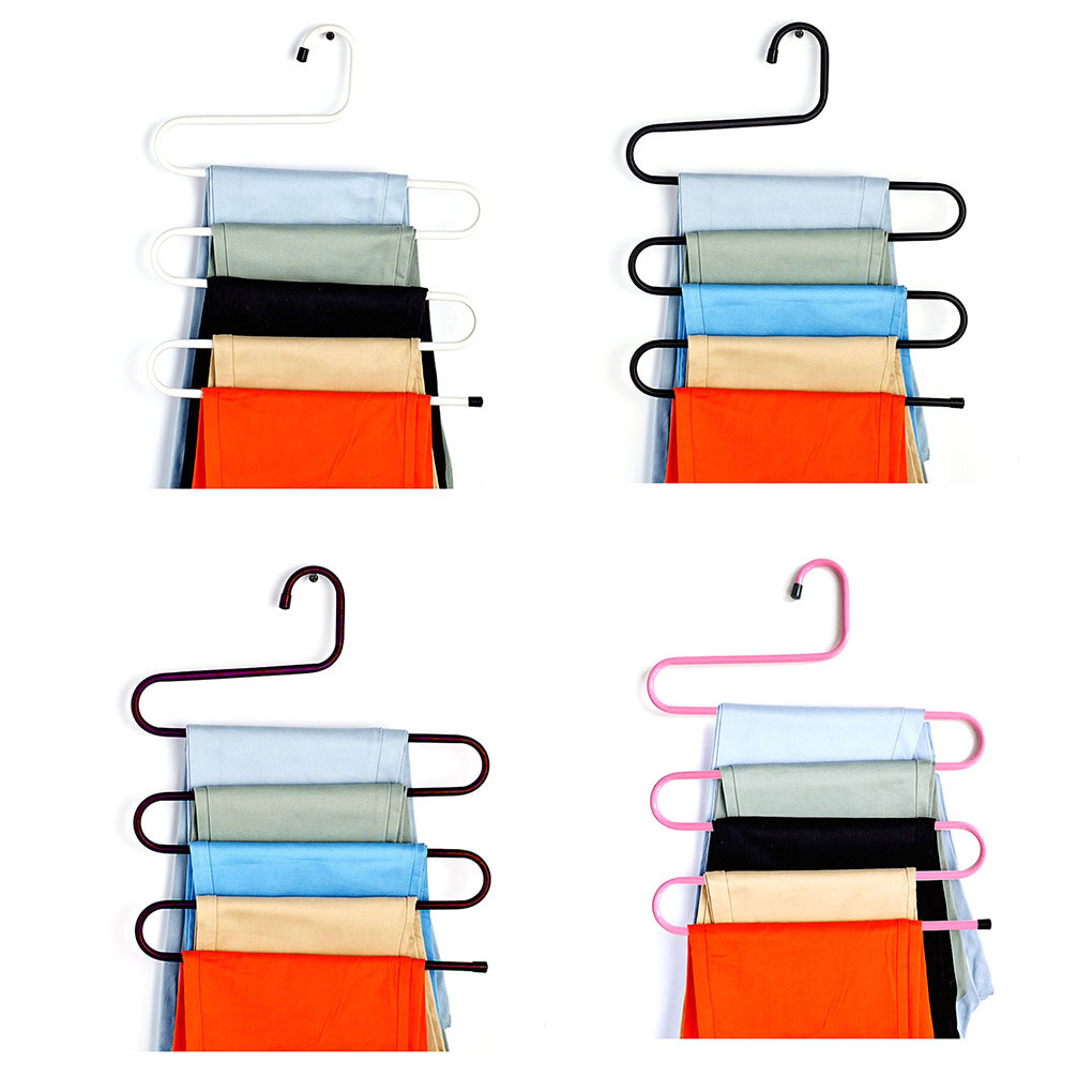 Trousers Hanger 5 Layers Pants Scarf Hanger Holder Organizer Rack S Type