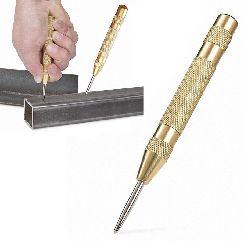 New 5'' Automatic Center Pin Punch Spring Loaded Marking Starting Hole Tool Gold