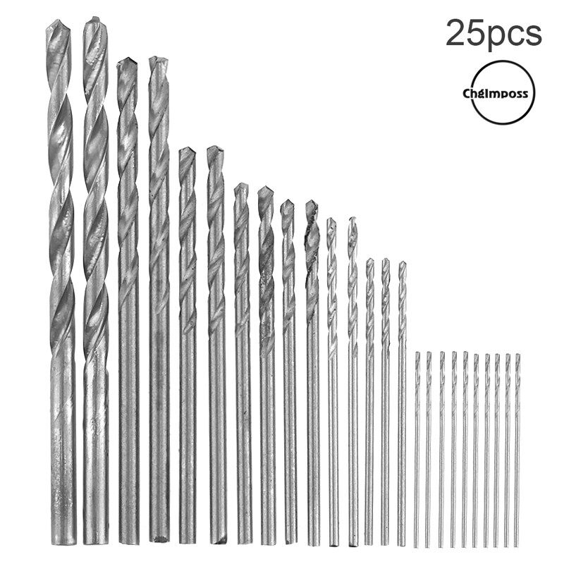 ChgImposs 25pcs High Speed Metric HSS Twist Drill Bits 0.5mm-3.0mm Stainless Steel Router Drill Bits Set for Hole Punch