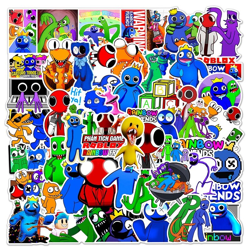 Rainbow Friends 50pcs/set sticker Plush Toy Little Blue Man Little Green Man Children's Birthday Gift Decoration Stickers