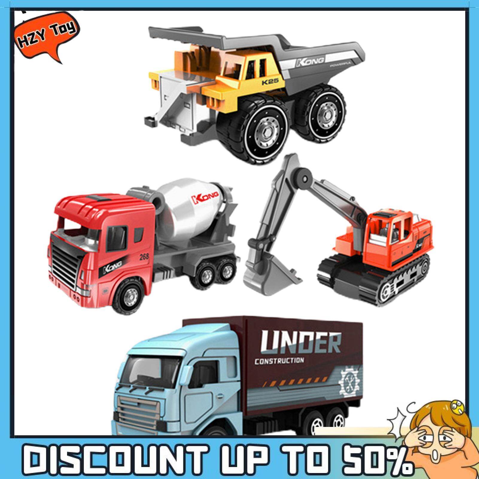 4Pcs Excavator Truck Engineering Vehicle Design Kids Gifts Plastic Mini 1/64 Scale Engineering Car Model Toy for Interactive Play 4Pcs Beautiful Car