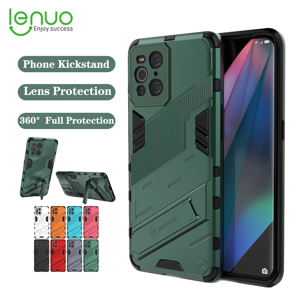 Lenuo Punk-Casing For Oppo Find X3 / Find X3 Pro Back Cover Eight-Color Anti-Fall And Anti-Slip Phone Bracket Lens Protection Cover Lovers Case