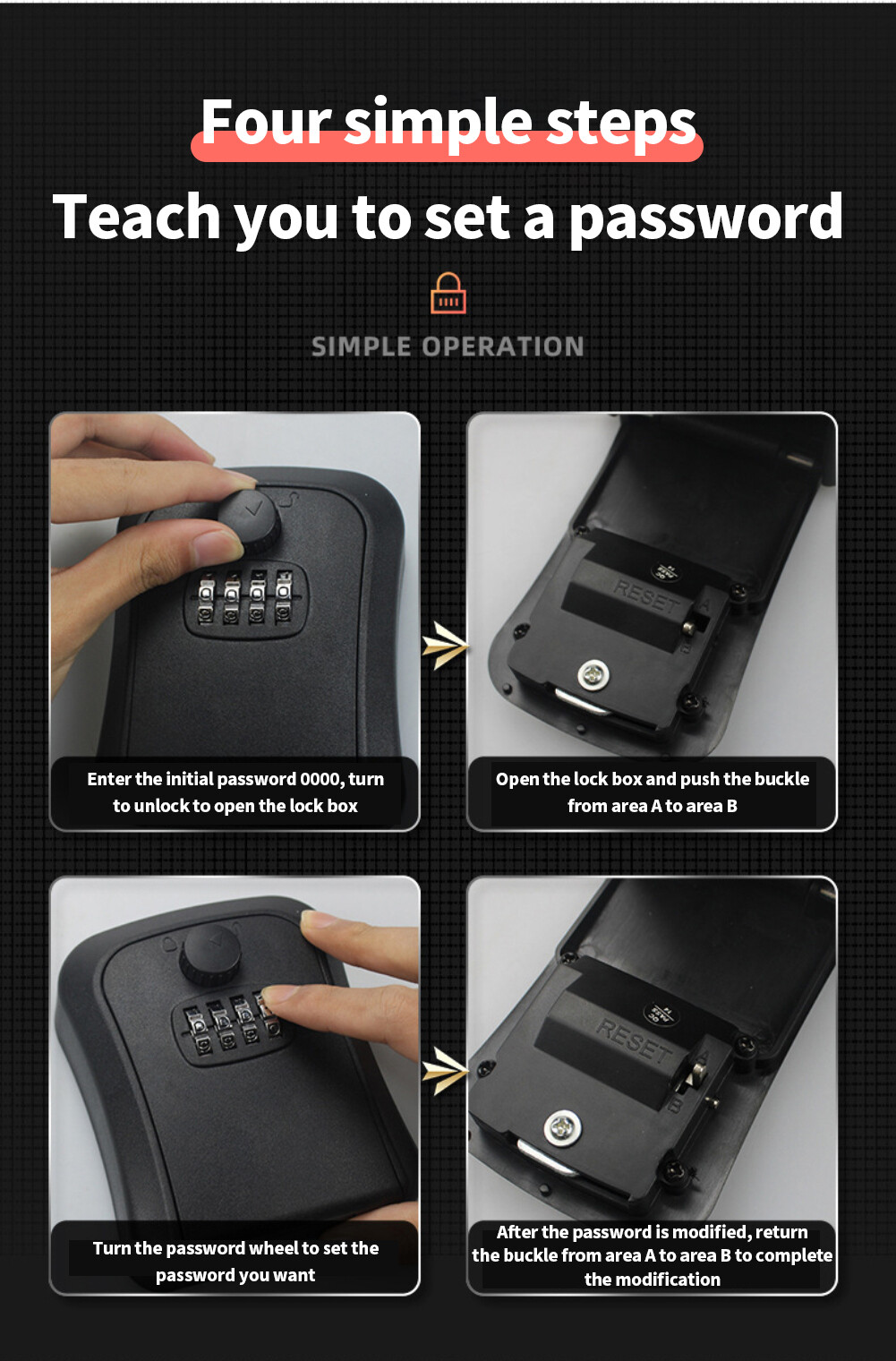 Linge | Wall Mount Key Storage Large Storage Capacity Secret Box Organizer 4 Digit Combination Password Security Code Lock No Key Home Key Safe Box | Ready Stock