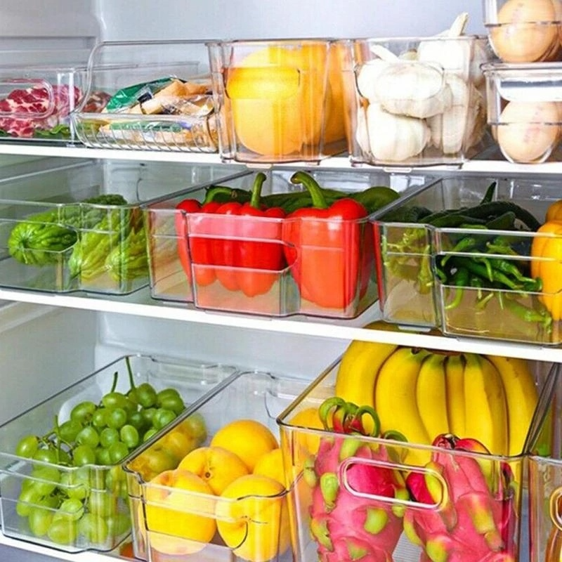 Hộp xếp đồ thức ăn tủ lạnh bằng nhựa trong suốt có 3 kích cỡ