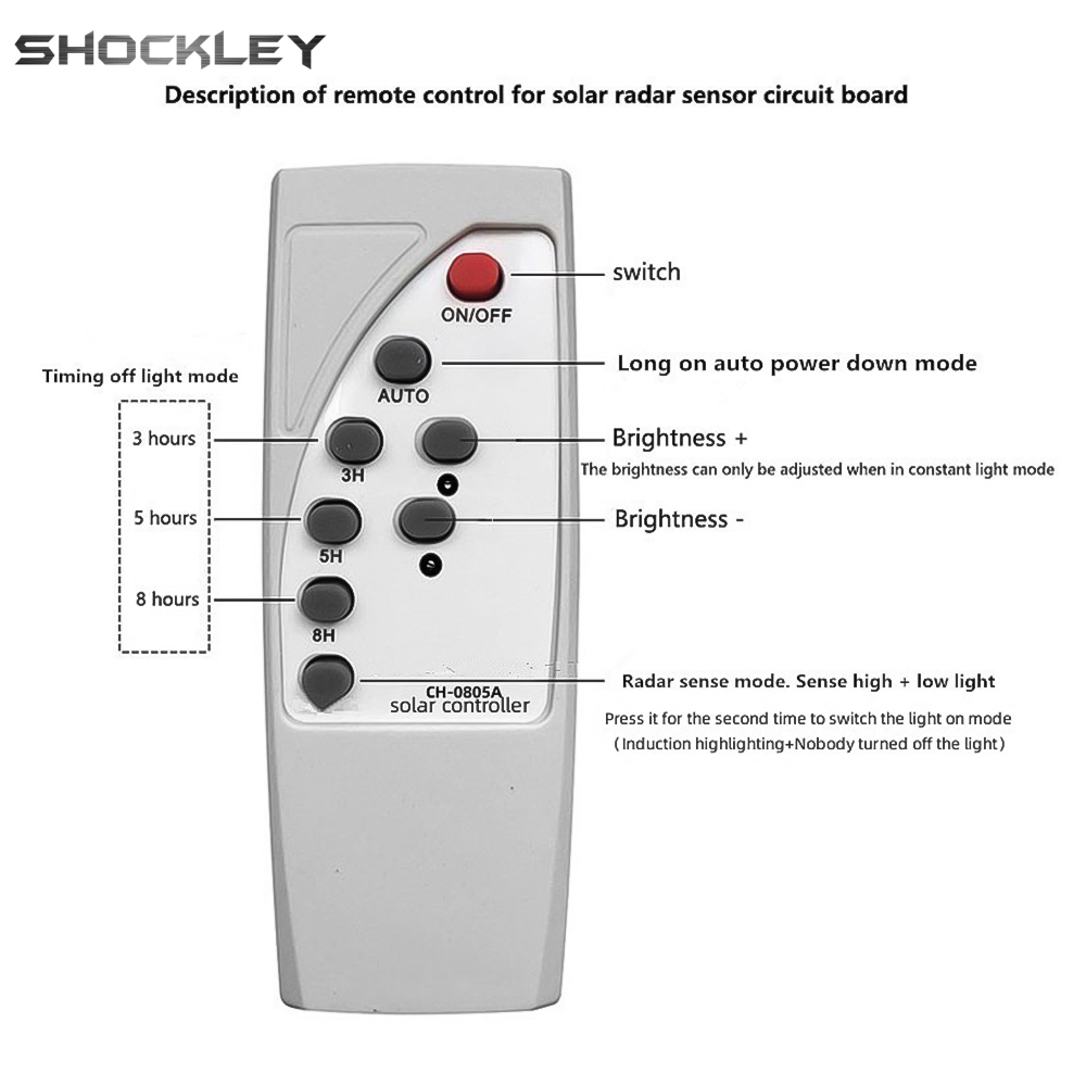 Shockley Original Diymore 3.2V3.7V light control + radar human body induction solar light circuit board solar LED driver board with remote control