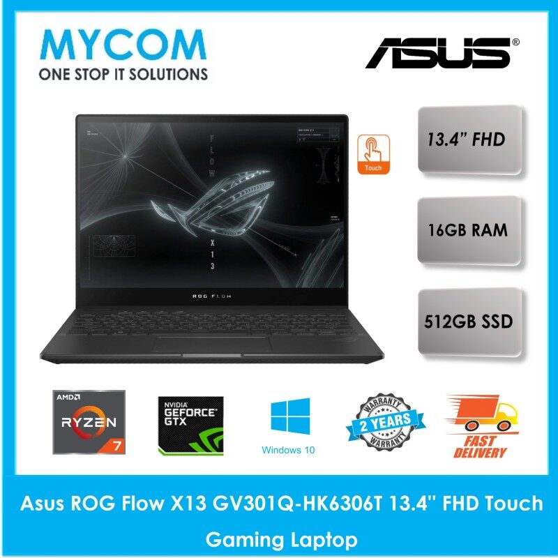 Asus ROG Flow X13 GV301Q-HK6306T 13.4 FHD Touch Gaming Laptop (Ryzen 7 5800HS, 16GB, 512GB SSD, GTX1650 4GB, W10) Malaysia
