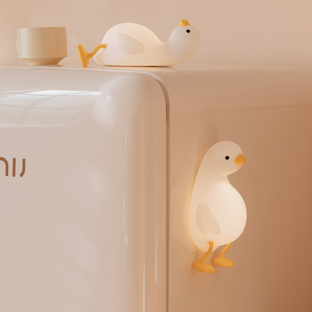 New Cute LED Lying Duck Silicone Nightlight USB Charging Bedside Bedroom and Sleeping Nightlight with Sleeping Table Lamp Birthday Gift