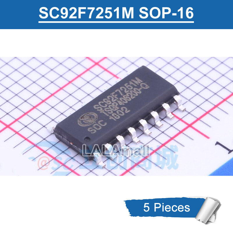 5pcs sc92f7251m sop16 sc92f7251m16u sc92f7251m-16u sop-16 smd 8051 flash mcu chip ic new original