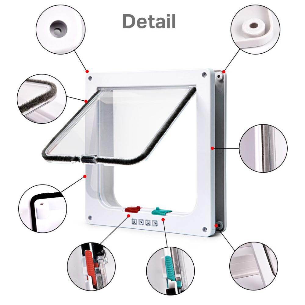 DFSID Simple Design Smart With Security Lock ABS Material 4 Ways In and Out Freely Cat Door Flap Door Pet Supplies Dog Gates