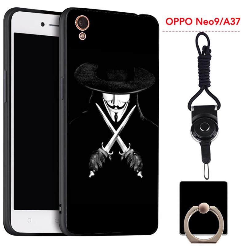 360°full Silikon Pelindung Casing Lembut Ponsel untuk OPPO A37/Neo 9 dengan Tali dan Ring Fashion Kartun Yang Indah (Multicolor)