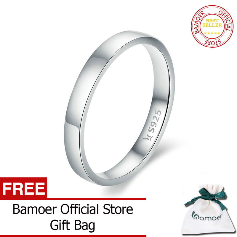 BAMOER Free Shpping High Quality 925 Sterling Silver Wedding JUNE Ring Classic Round Finger Ring Women Wedding Engagement Jewelry Gift SCR343