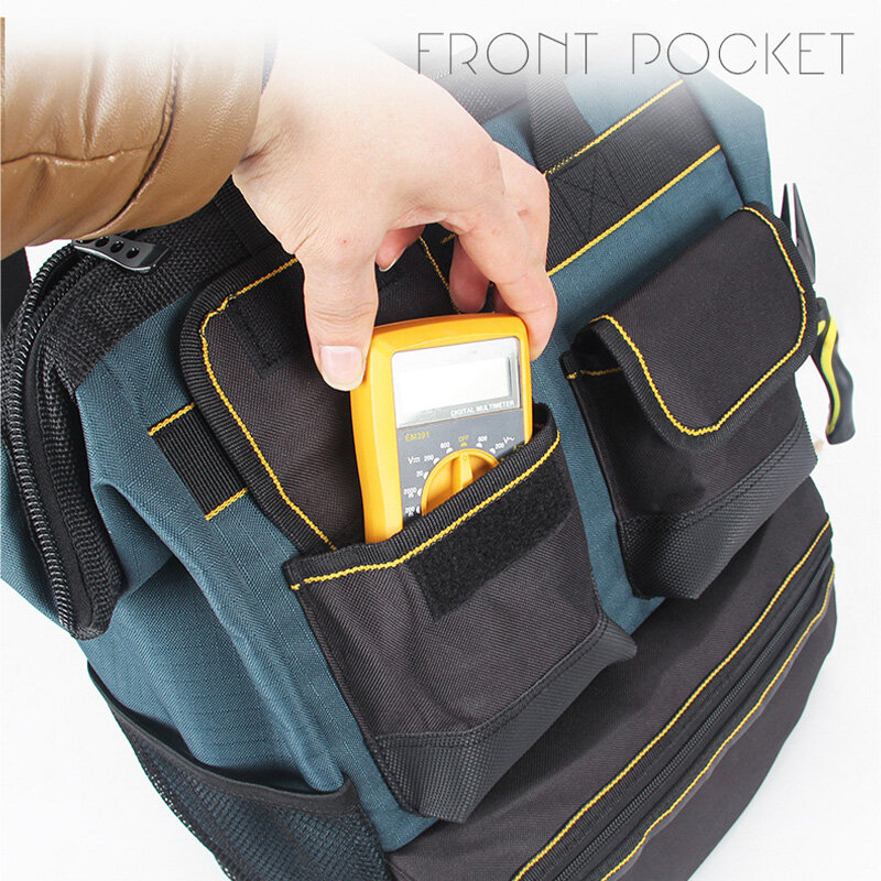 Shoulder tool backpack canvas electrician tool bag large capacity multifunctional maintenance backpack