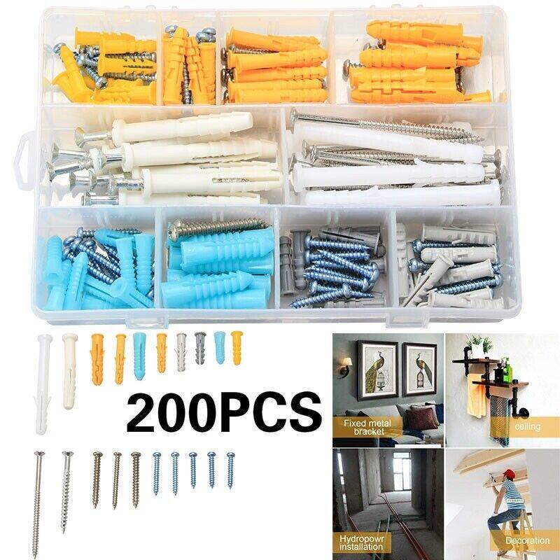 200 cái nhựa mở rộng vách thạch cao Neo vít tự taro tấm các loại vít ốc vít kim loại Kit
