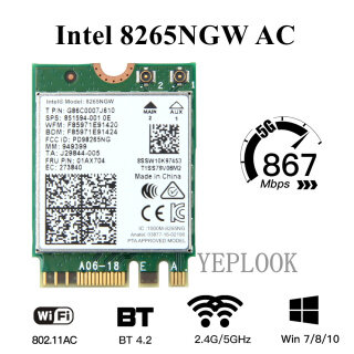 AC 8265NGW 867Mbps WIFI + Bluetooth 4.2 NGFF Card Cho Intel Wireless Dual thumbnail