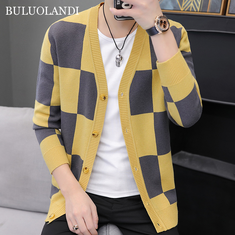 BULUOLANDI Men Cardigan Autumn New Fashion Knitted Sweater Cardigan Jacket Men