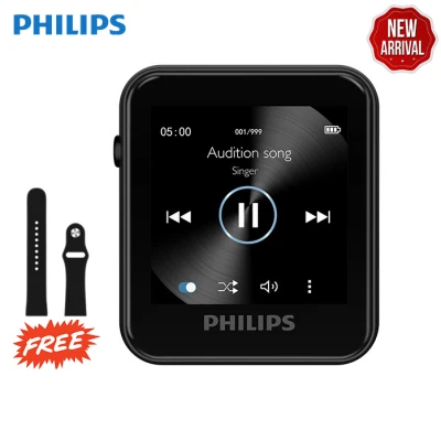 PHILIPS SA6116 MP3 FLAC WAV APE Bluetooth Music Player Sport Walkman With FM Radio And Touch Screen Display (FREE Strap + Screen Protector)