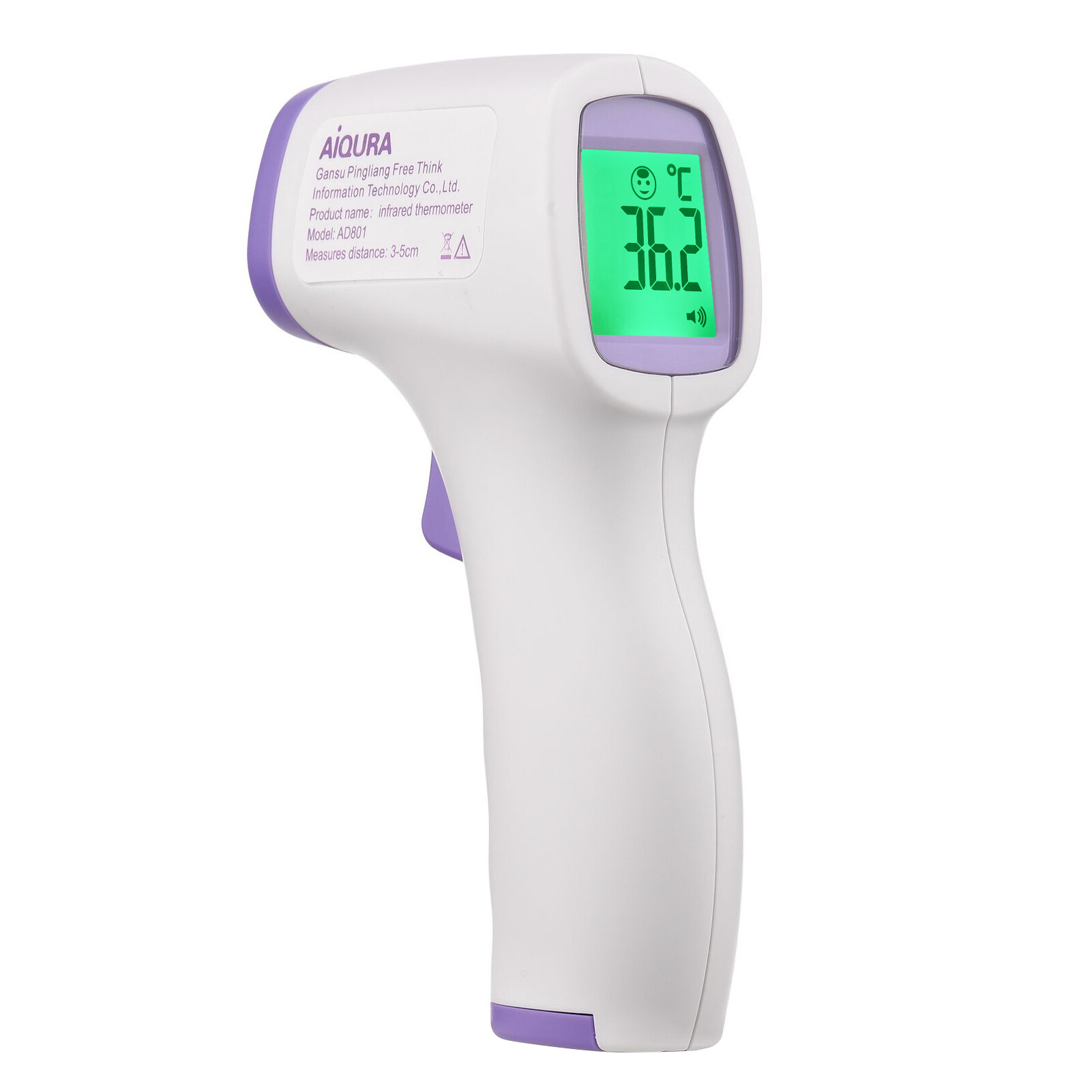 Smart Sensor LCD Digital Infrared Forehead Therm-ometer Non-Contact IR Ther-mometer Handheld Digital Tem-perature Measuring Gauge Fever Alarm Dual Tem-perature Mode 16-Group Memory °C/°F Switch for Baby/Adult