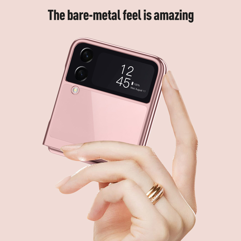 Lenuo Electroplating Frame Case For Samsung Galaxy Z Flip4 Transparent Back Cover Drop Shockproof Phone Case