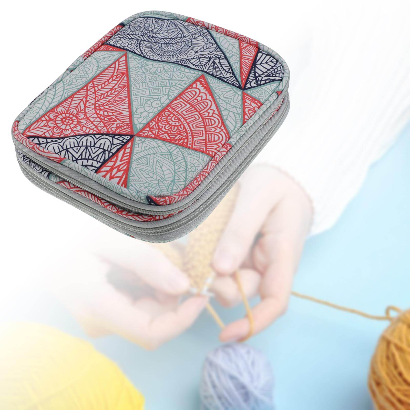 Serbery Crochet Hook Case Empty Zipper Bag Portable Double Layers Sewing Circular Knitting Needle Storage Bag Organizer