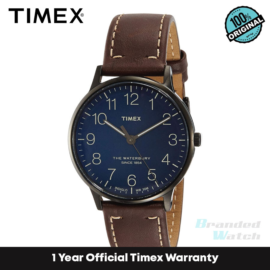 [100% Original] Timex TW2R25700 Men's Analog Quartz Brown Leather Strap Watch
