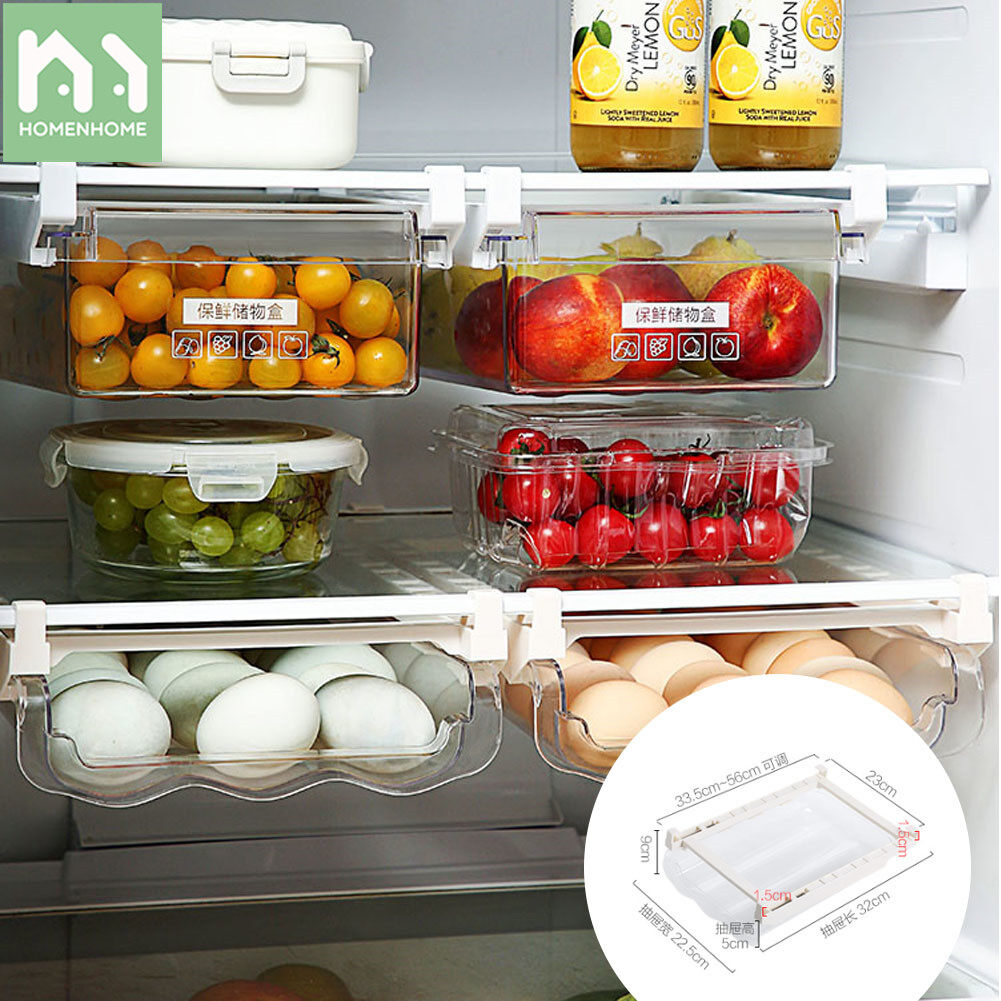 Homenhome Refrigerator Storage Box Drawer Type Special Plastic Preservation Box for Storing Fruits Eggs