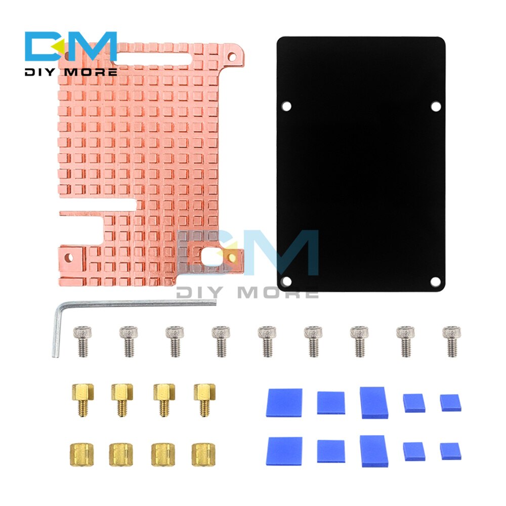 DIYMORE Raspberry Pi 4B Pure Copper Heat Sink Shell Raspberry Pi 4 Radiator Send Thermal Glue Installation Tool