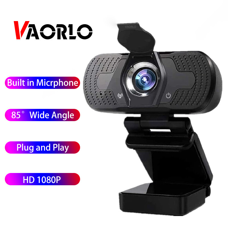 VAORLO HD USB 1080P Webcam Computer Camera Auto Focus with Noise Cancelling Microphone Web Camera For PC Laptop Black