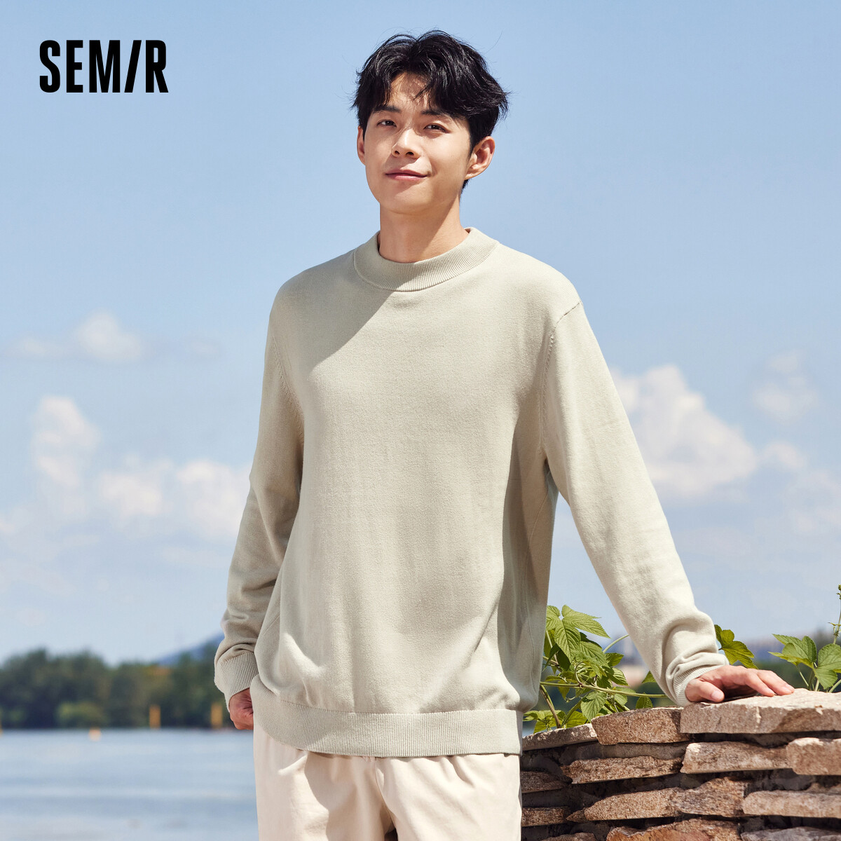 Semir 2023 Autumn And Winter New Half Turtleneck Sweater Male Korean Knitted Sweater Base Coat Thicken