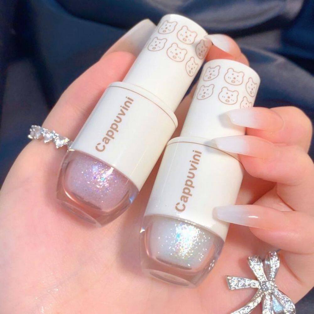 Cappuvini 6 Colors Liquid Eyeshadow Highlight Sequins Glitter Eye Shadow Pearlescent Lying Silkworm Waterproof Lasting Shiny Eye Cosmetic INS