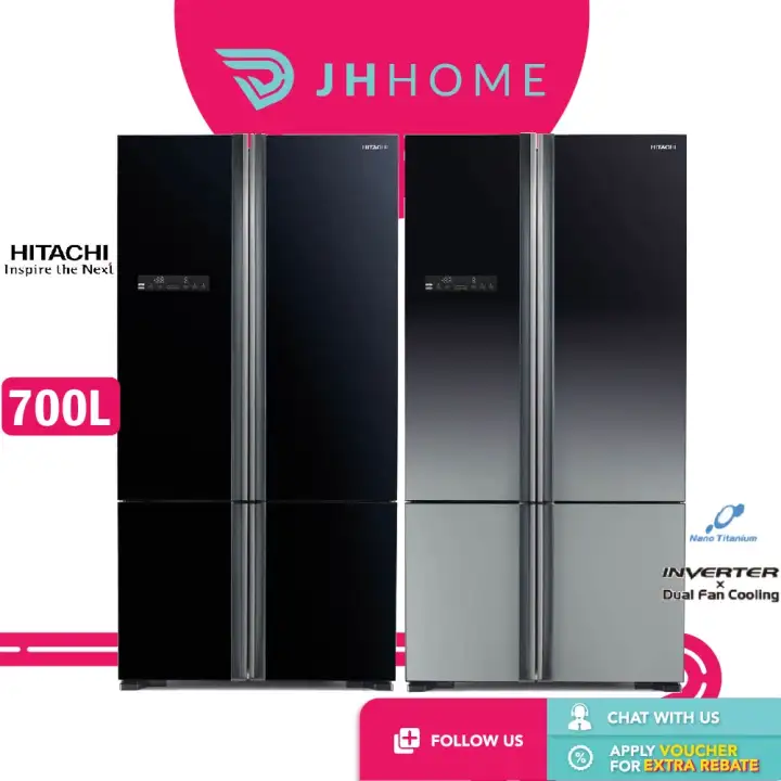 Hitachi Japan 700l Inverter 4 Doors Fridge R Wb850p5m Gbk R Wb850p5m Xgr Glass French Door Bottom Freezer Refrigerator Dual Fan Cooling Aero Care Vege Compartment Klang Valley Delivery By
