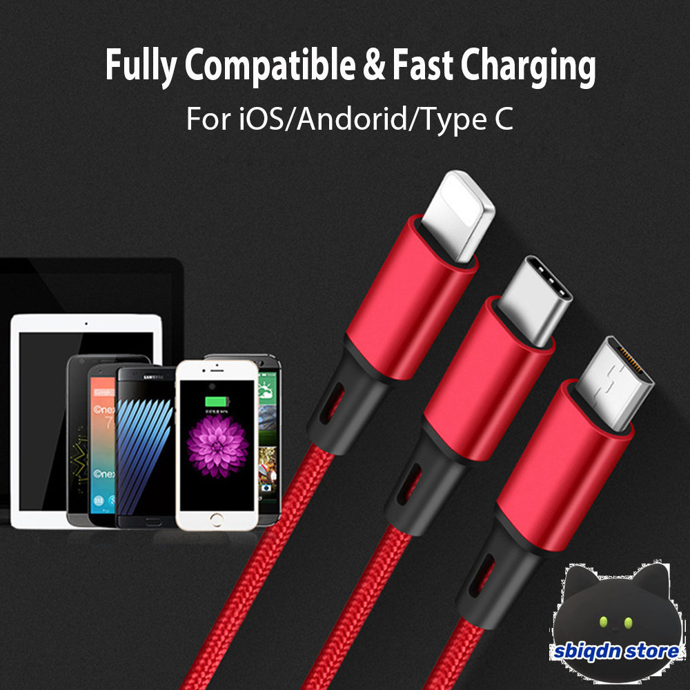 ⚡Hàng Chính Hãng + Miễn Phí Vận Chuyển + COD⚡Cáp Sạc USB 3 Trong 1 Micro USB Cổng Đa Năng Type C Dây Sạc Cho Samsung Xiaomi Huawei Cổng Kết Nối Lightning Của Apple Dây Cáp