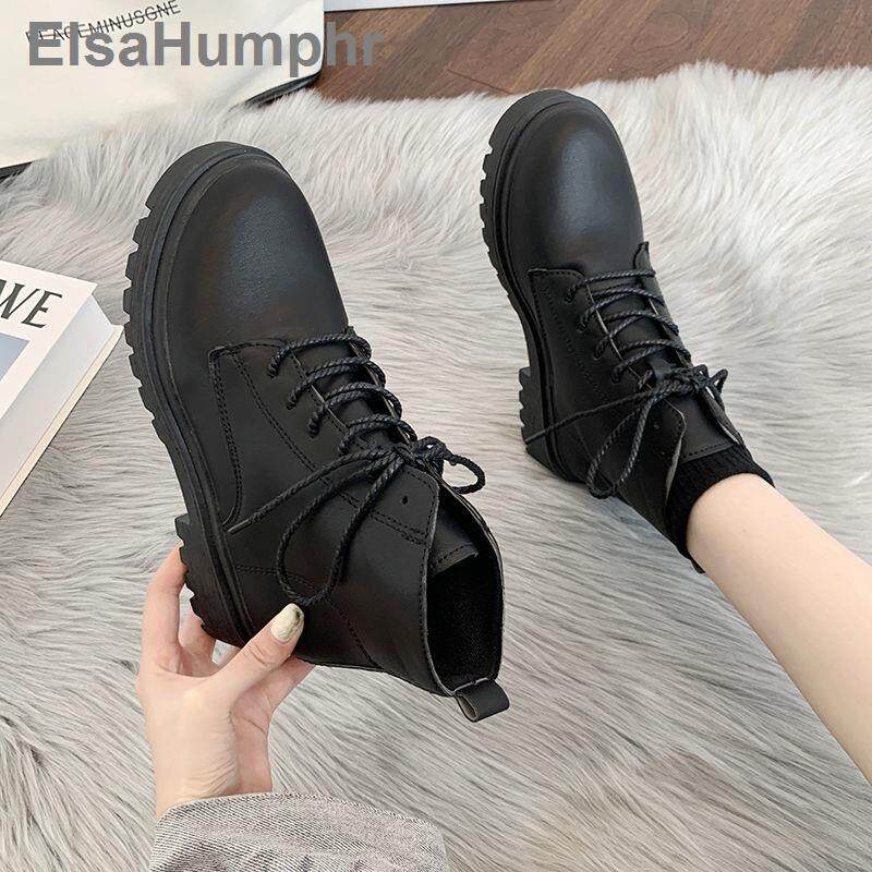 The Single Shoe Leather Kasut Boots Perempuan Korean Boots Shoes for ...