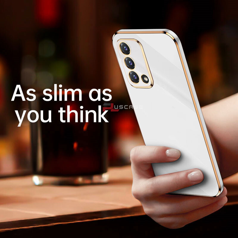PlusCase for OPPO A95 4G A74 4G 6D Plating Soft Case Lens Protector Square Frame Silicone Glossy Shockproof Phone Back Cover