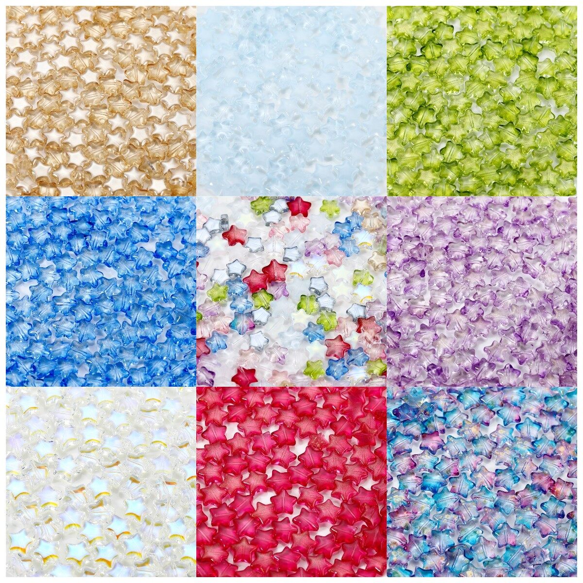 20-50pcs/gói tinh thể nhân tạo năm cánh sao hạt tự làm phụ kiện trang sức