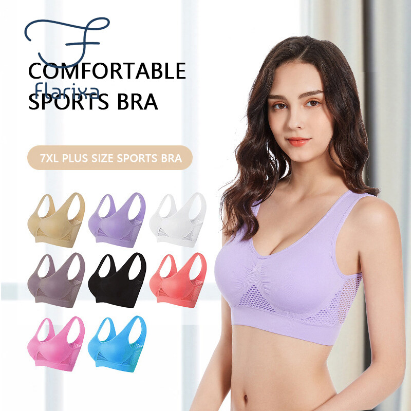 Flarixa Áo Ngực Thể Thao Ngoại Cỡ, Đồ Lót Thoáng Khí Không Vành