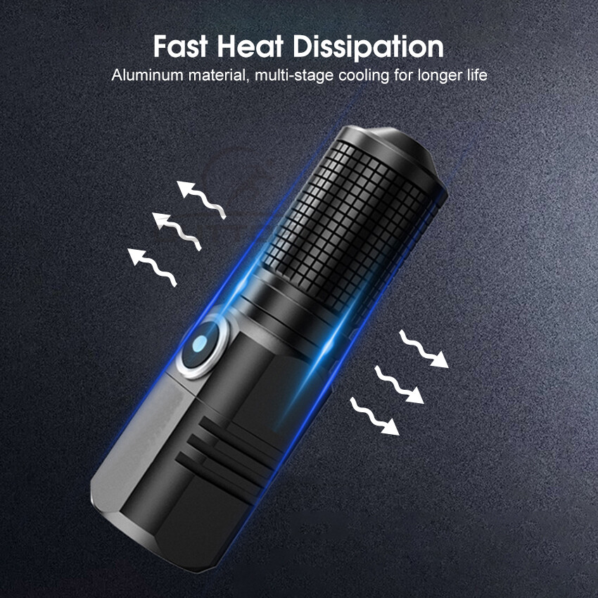 Outtobe Mini Flashlight LED Torch Light Telescopic Focus Flashlight Portable Rechargeable Flashlight Zoom Outdoor Pocket Size Waterproof Flashlight Strong Light 1000m Distance for Hiking Camping