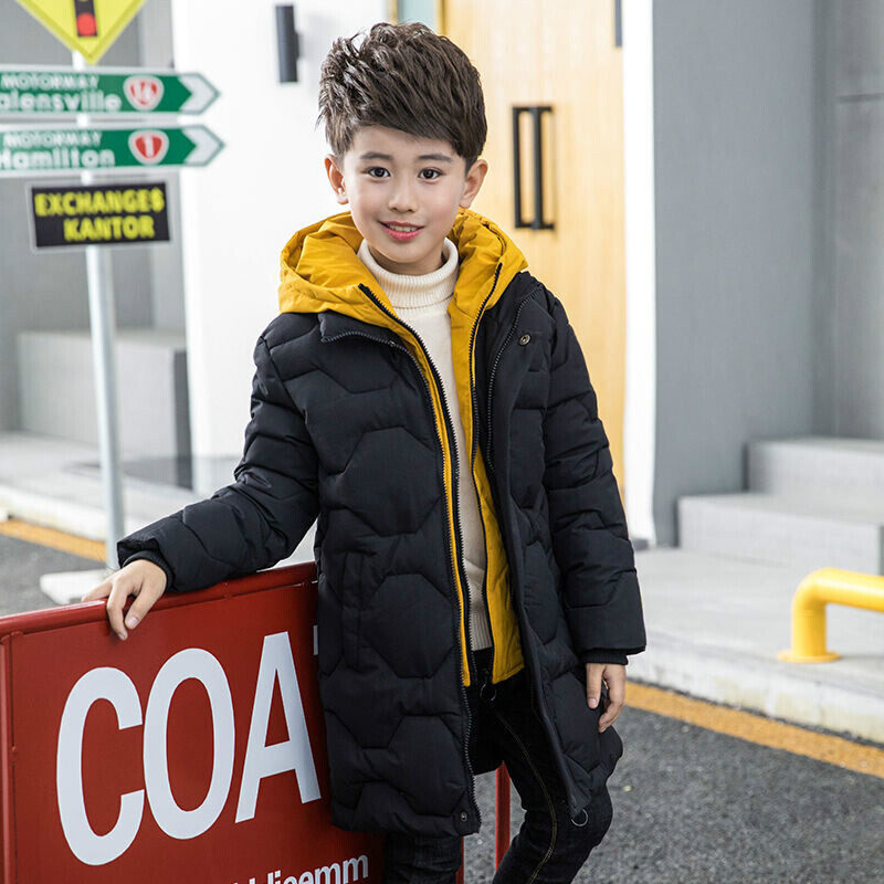 Boys cotton coat new boy winter down jacket cotton big child vacation two pieces of cotton thickened big boy handsome boy winter