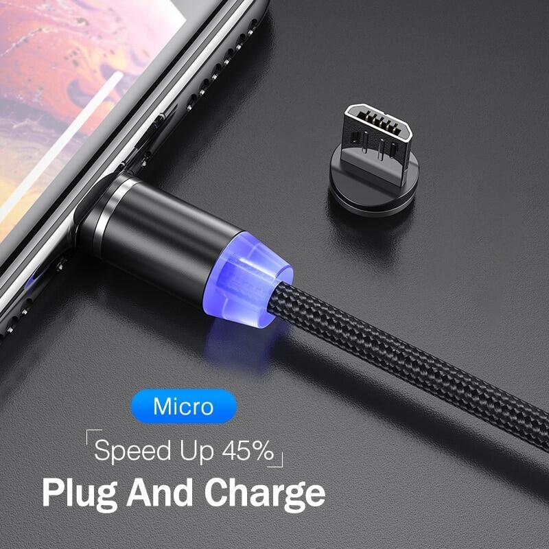 Cáp USB Từ Tính Cáp USB Type-C Sạc Nhanh Sạc Từ Tính LED Sạc Dữ Liệu Micro USB Cho Samsung S10 Cho Xiaomi Cho Huawei
