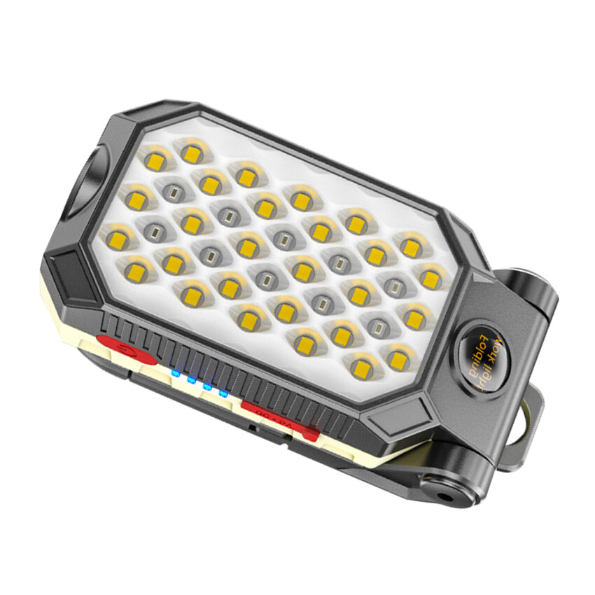 Outdoor Strong Light Multi-function Lighting Super Bright Flashlight Adjustable Waterproof Camping Lantern Magnet Design with Power USB Rechargeable COB Work Light Portable LED Flashlight