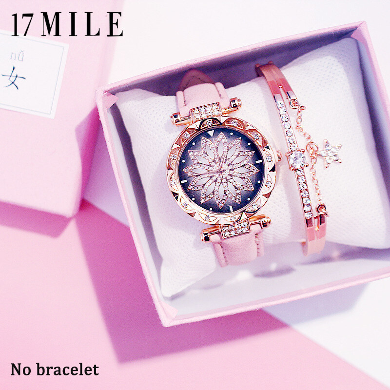 Nơi bán Đồng Hồ Đeo Tay 17 MILE Fashion Quartz Diamond Flower, Đồng Hồ Tròn Đơn Giản, Thông Dụng, Phụ Nữ, Chống Nước, Phụ Kiện Đồng Hồ Kỹ Thuật Số (Không Có Vòng Đeo Tay)