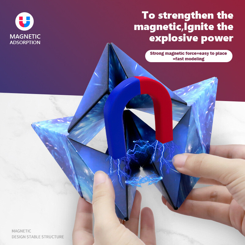 Kmoist 3D Rubik's Cube Three-Dimensional Variety Geometric Intelligence Magnetic Magic Cube Children's Early Educational Puzzle Toys Stress Reliever Fidget Toy