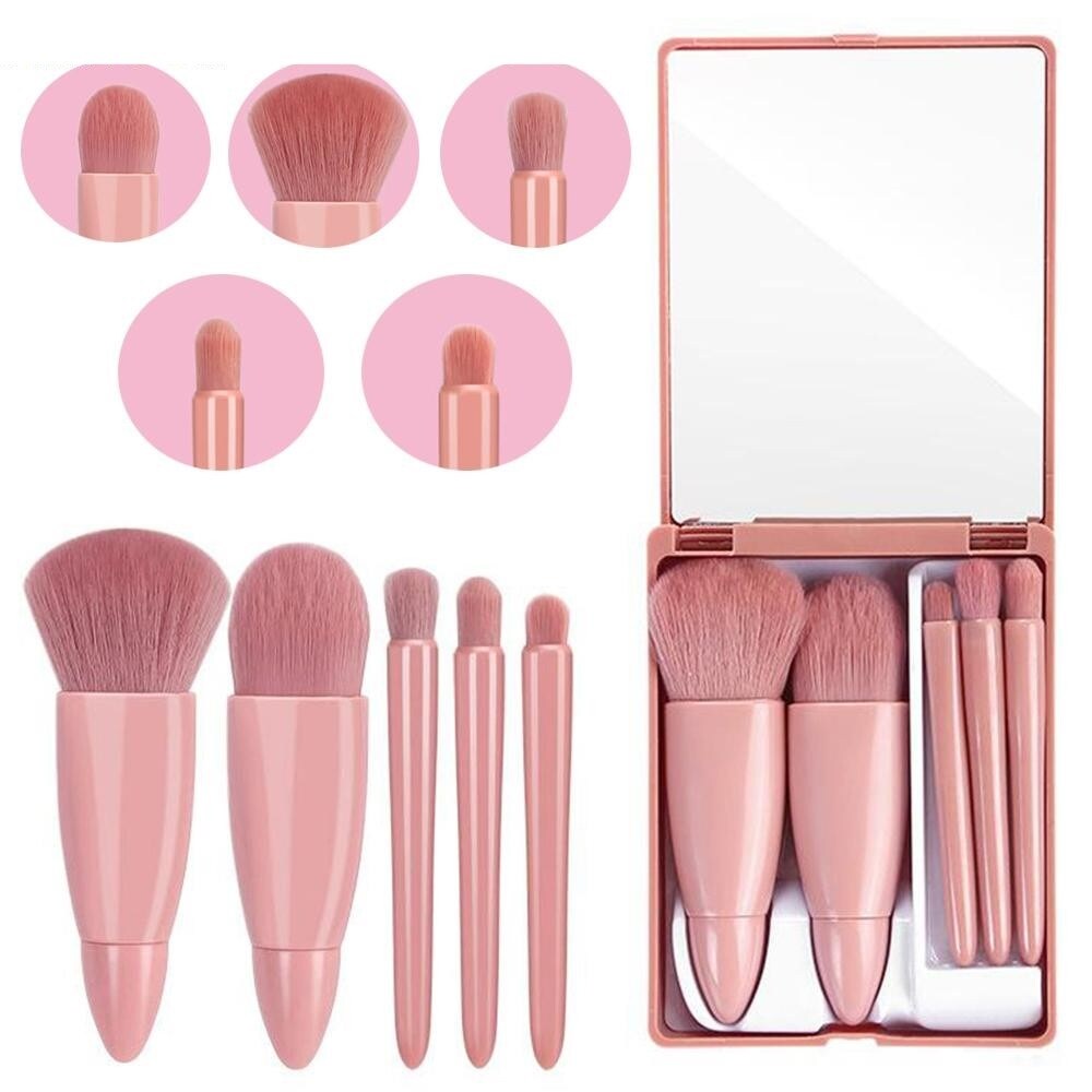 5Pcs Professional Makeup Brush Sets with Mirror Box / Conical Handle Premium Synthetic  Make up Brushes / Makeup Brushes Kits For Applying Foundation Powder Concealers Eyeliner Eyebrow Eye Shadows / Daily Basic Cosmetic tools