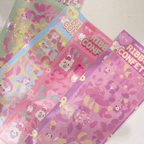 GaLiCiCi DIY glitter sticker, cute bear pattern, laser ribbon with sequins for decoration.
