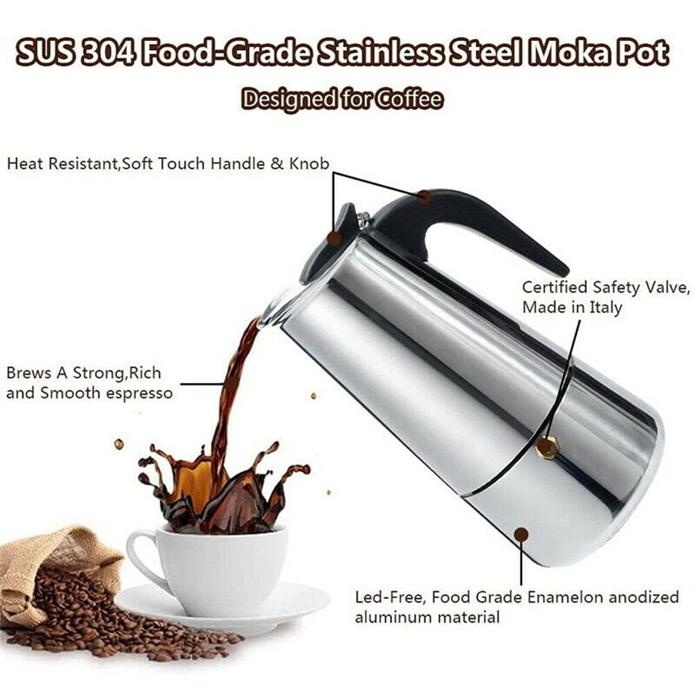 2/4/6/9-cup Pot Latte bếp Thép Top Maker cà phê Moka