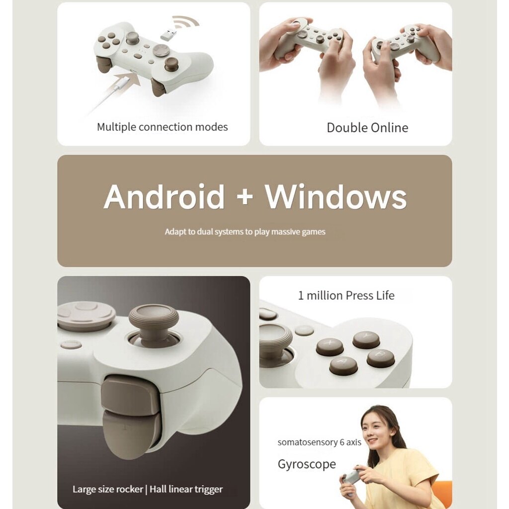 Xiaomi Gamepad Dual Mode Bluetooth Game Controller With Joystick 6-Axis Gyro Linear Motor Support Android/Windows/Pad/TV/PC