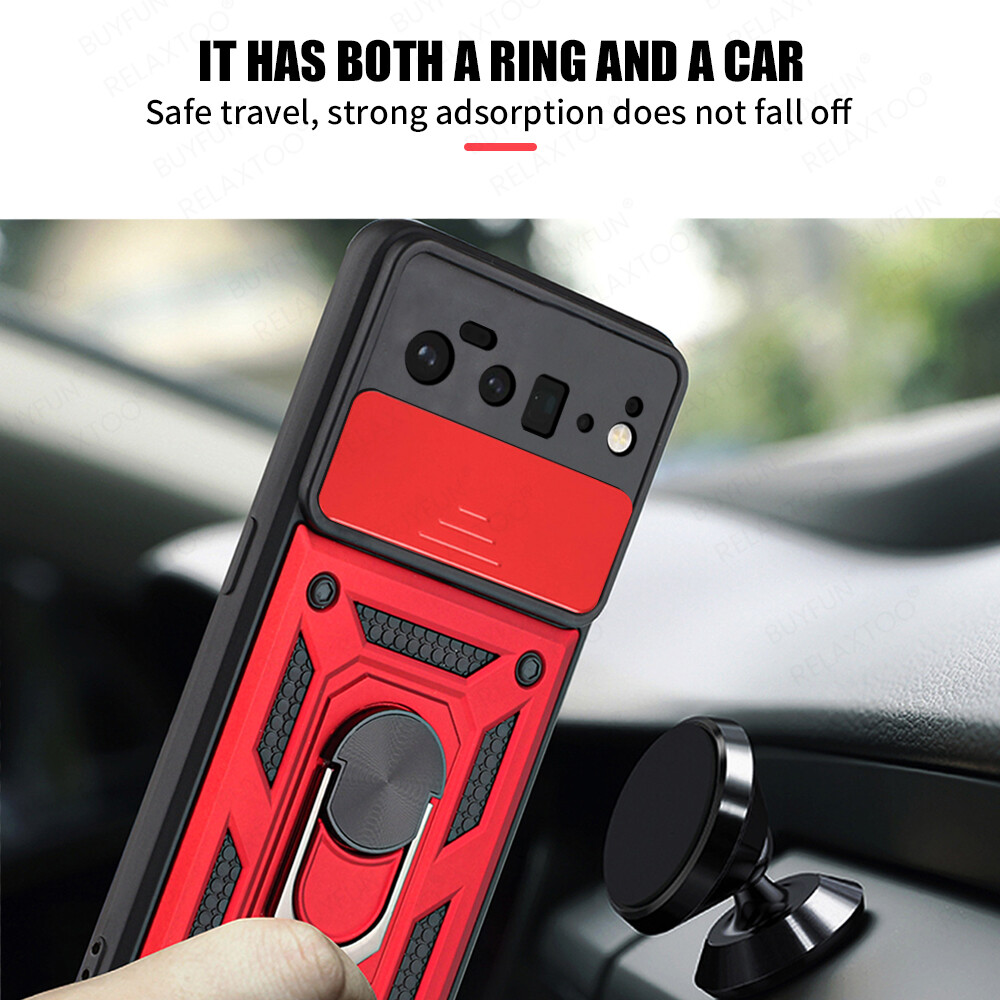 Ốp Bảo Vệ Chống Rơi 360 ° Cho Google Pixel 6 Pro Ốp Cửa Sổ Đẩy Máy Ảnh Cho Google Pixel6 6Pro Vỏ Ốp Có Vòng Đứng Từ Tính