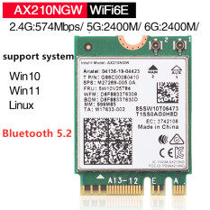 Card Mạng Không Dây Intel AX210 Wifi 6 Bộ Thu WiFi Máy Tính Xách Tay Bluetooth 5.2 AX210NGW 5G Thẻ Wlan WiFi M.2 NGFF