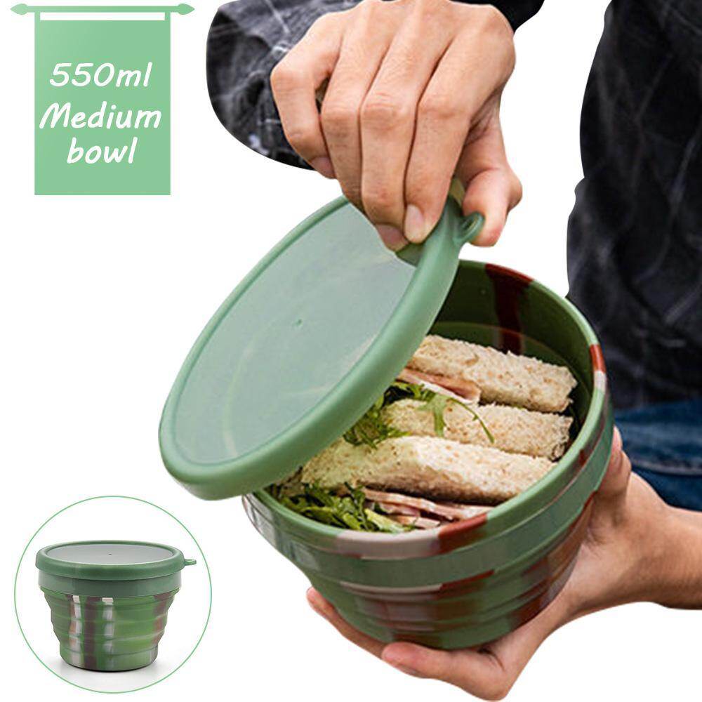 Leegoal Silicone Folding Bowl With Lid Portable Collapsible Fruit